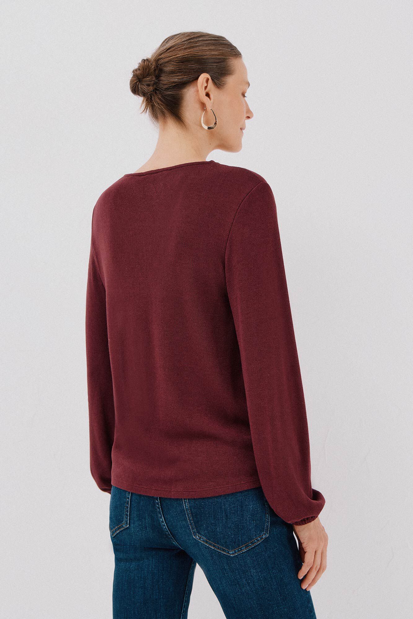 Cortefiel Top detalle puntilla escote Vino