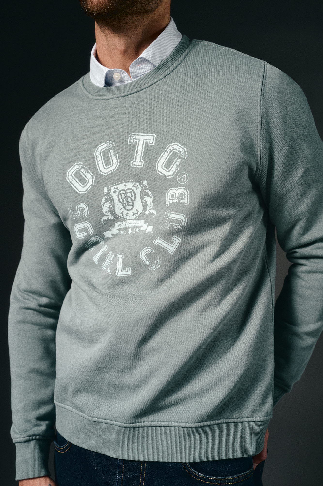 OOTO Sweatshirt gr&aacute;fica gola caixa Azul