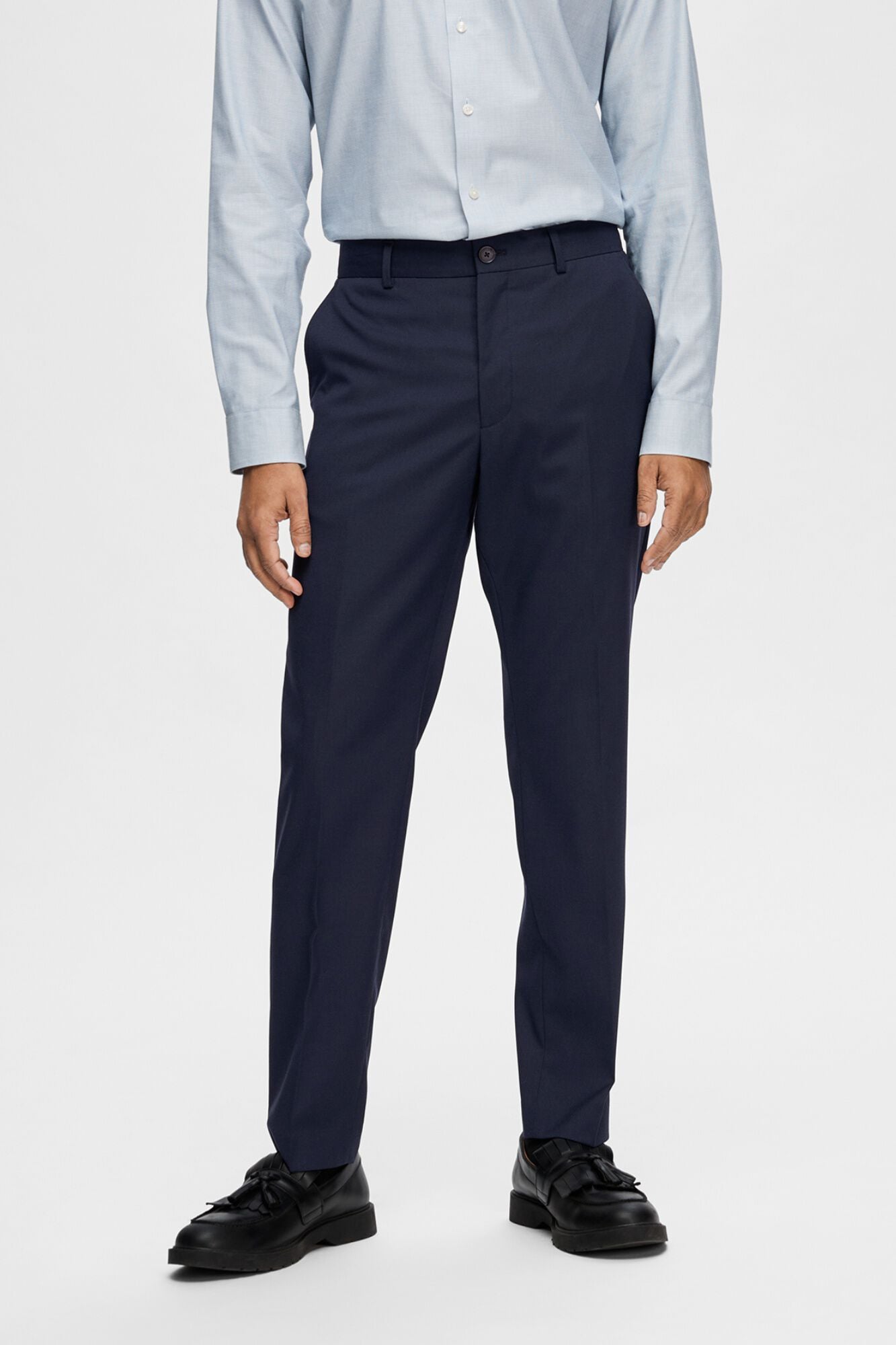 Selected Slim fit suit trousers made from recycled materials Navy
