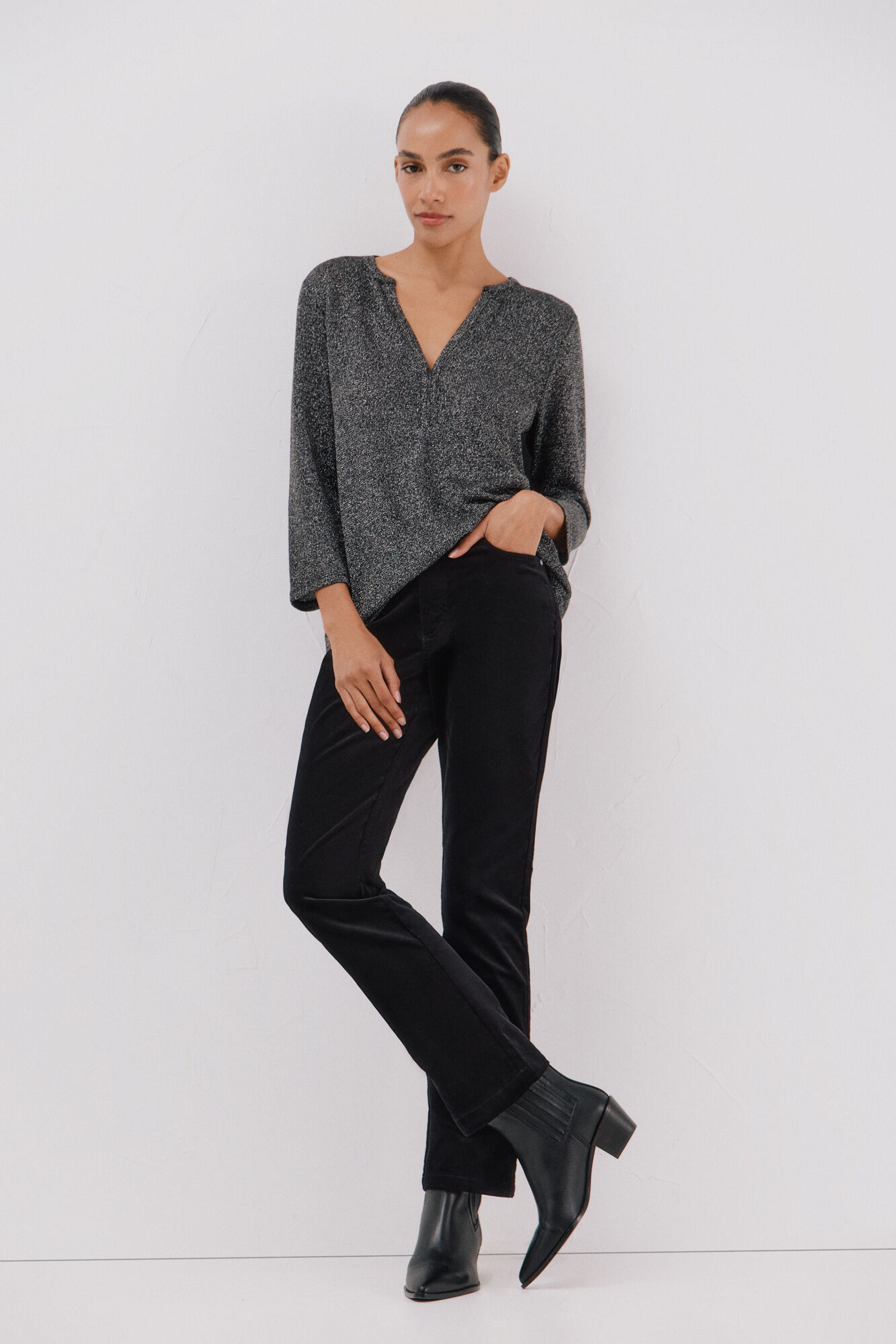 Cortefiel Camiseta lurex cuello mao