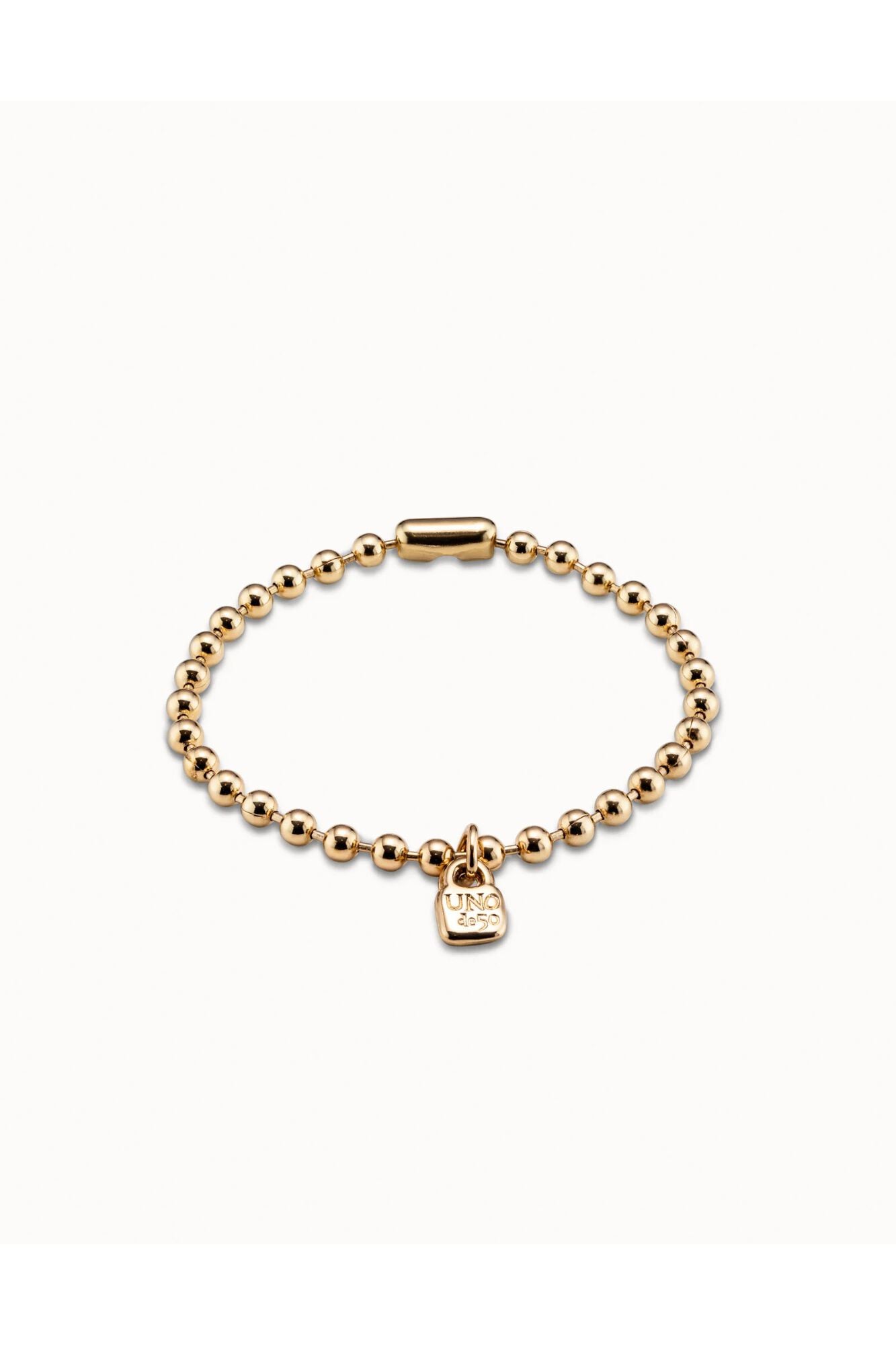 UNOde50 Pulsera bolas con ba&ntilde;o de oro