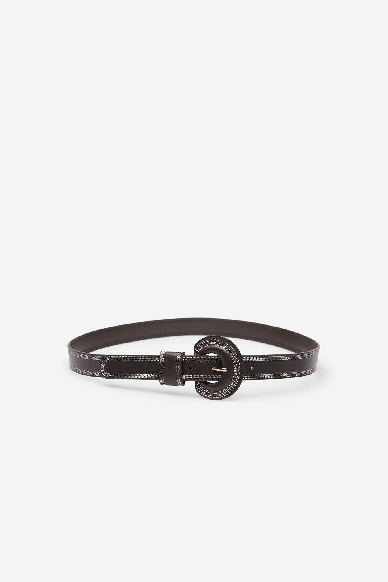 Cortefiel Belt lined with topstitching Dark brown