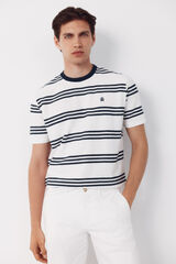 Cortefiel Striped structure T-shirt White