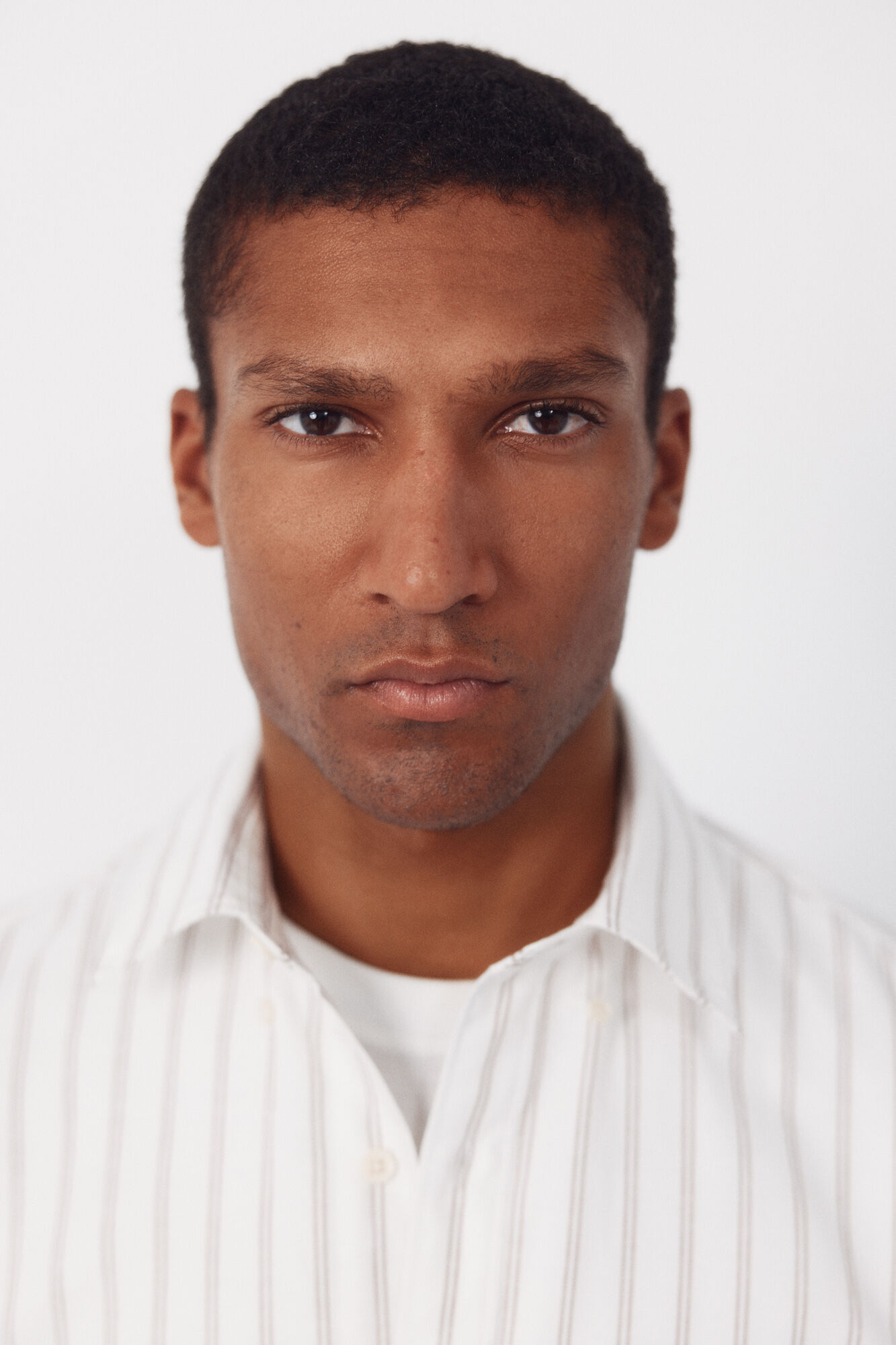 Cortefiel Oxford slub striped shirt Ivory