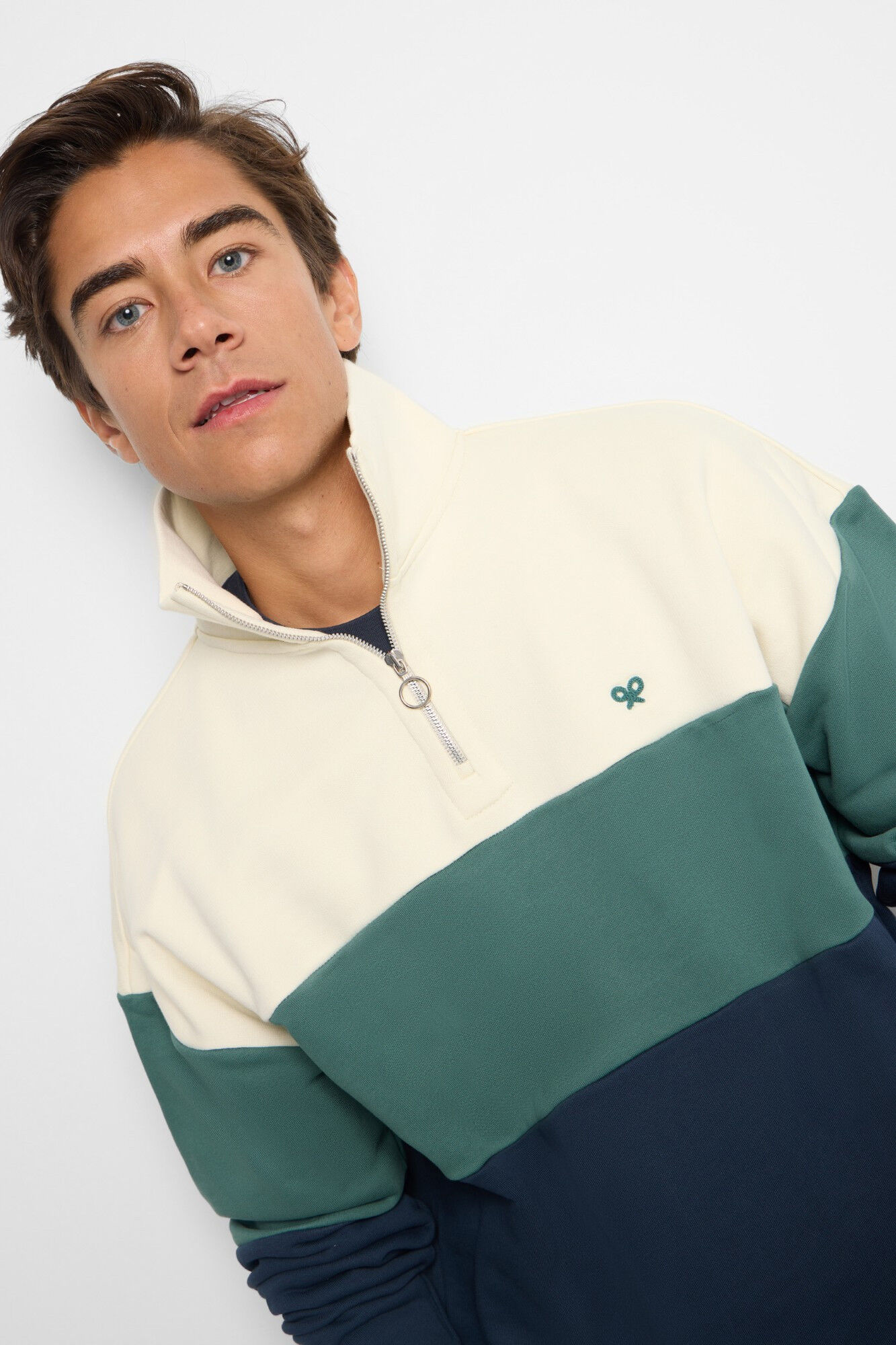 Silbon Sweatshirt com capuz e fecho-&eacute;clair de corte relaxado