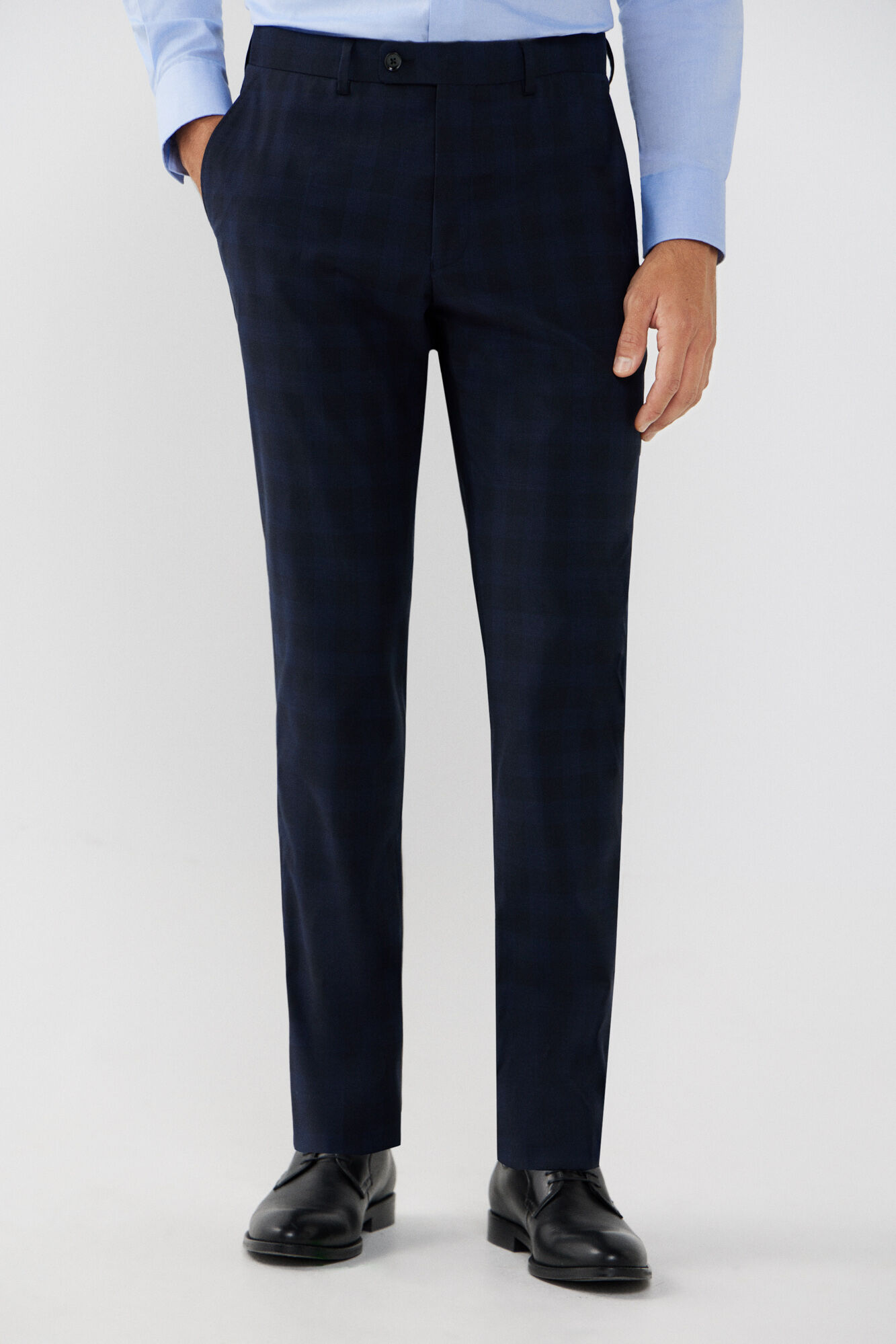 Cortefiel Slim fit checked trousers Navy