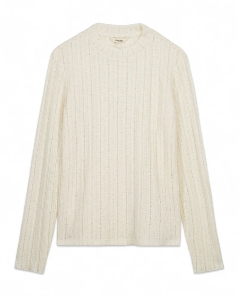 Slowlove Top malha estrutura Ecru