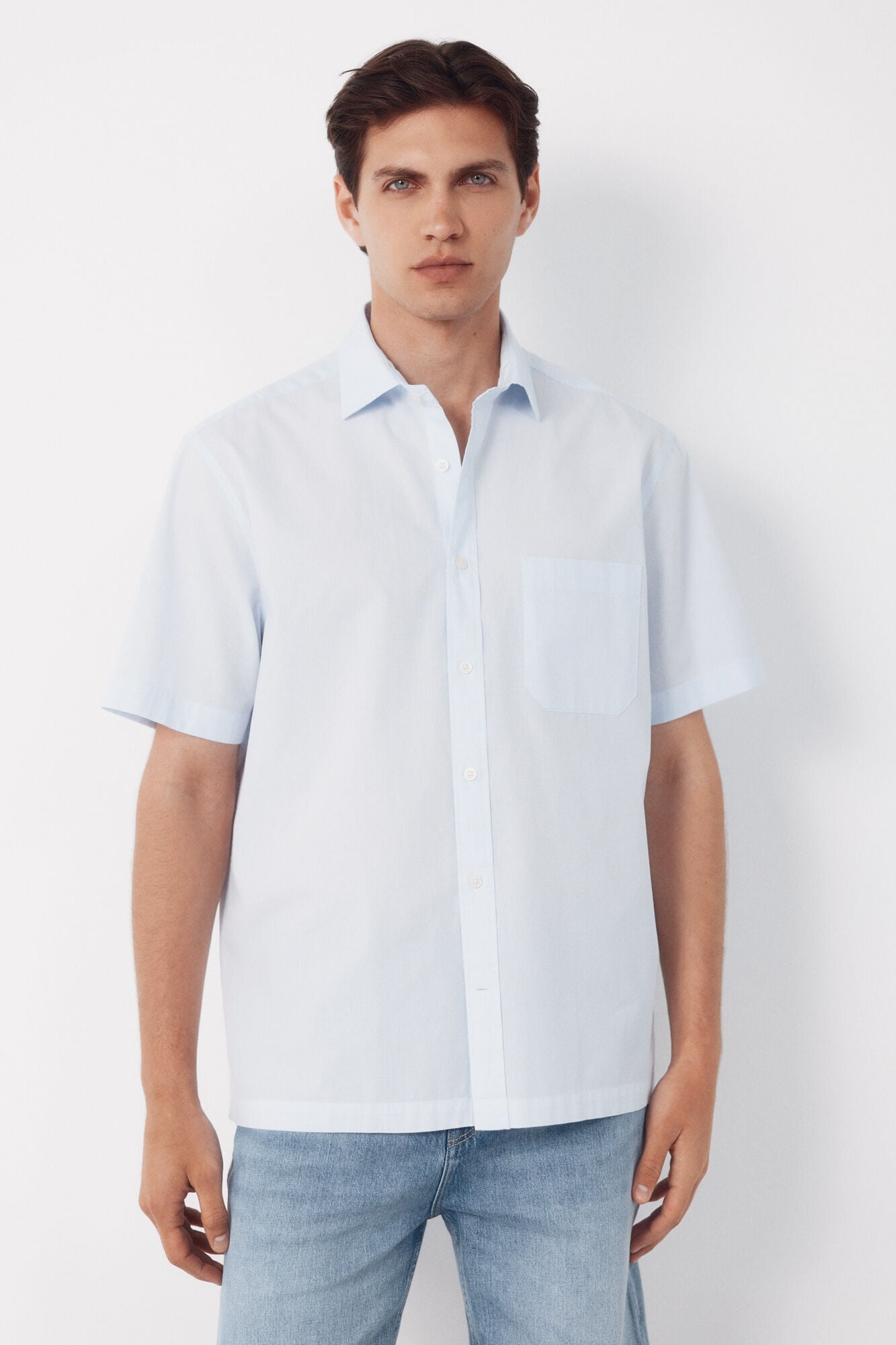 Cortefiel Camisa cuadro vichy manga corta