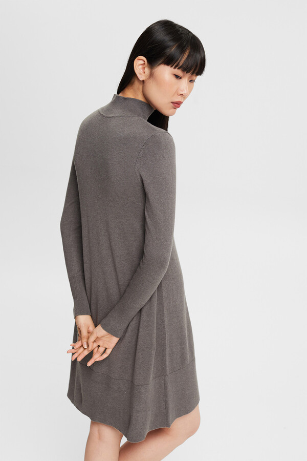 Cortefiel Jersey-knit dress with cashmere Grey