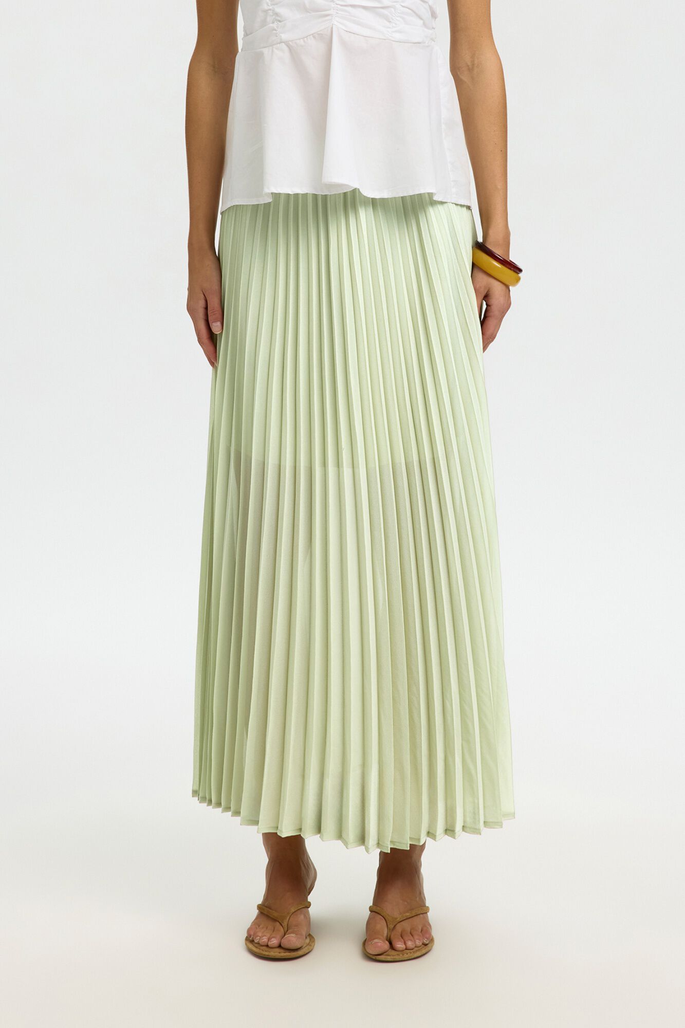 Selected Falda larga plisada Verde