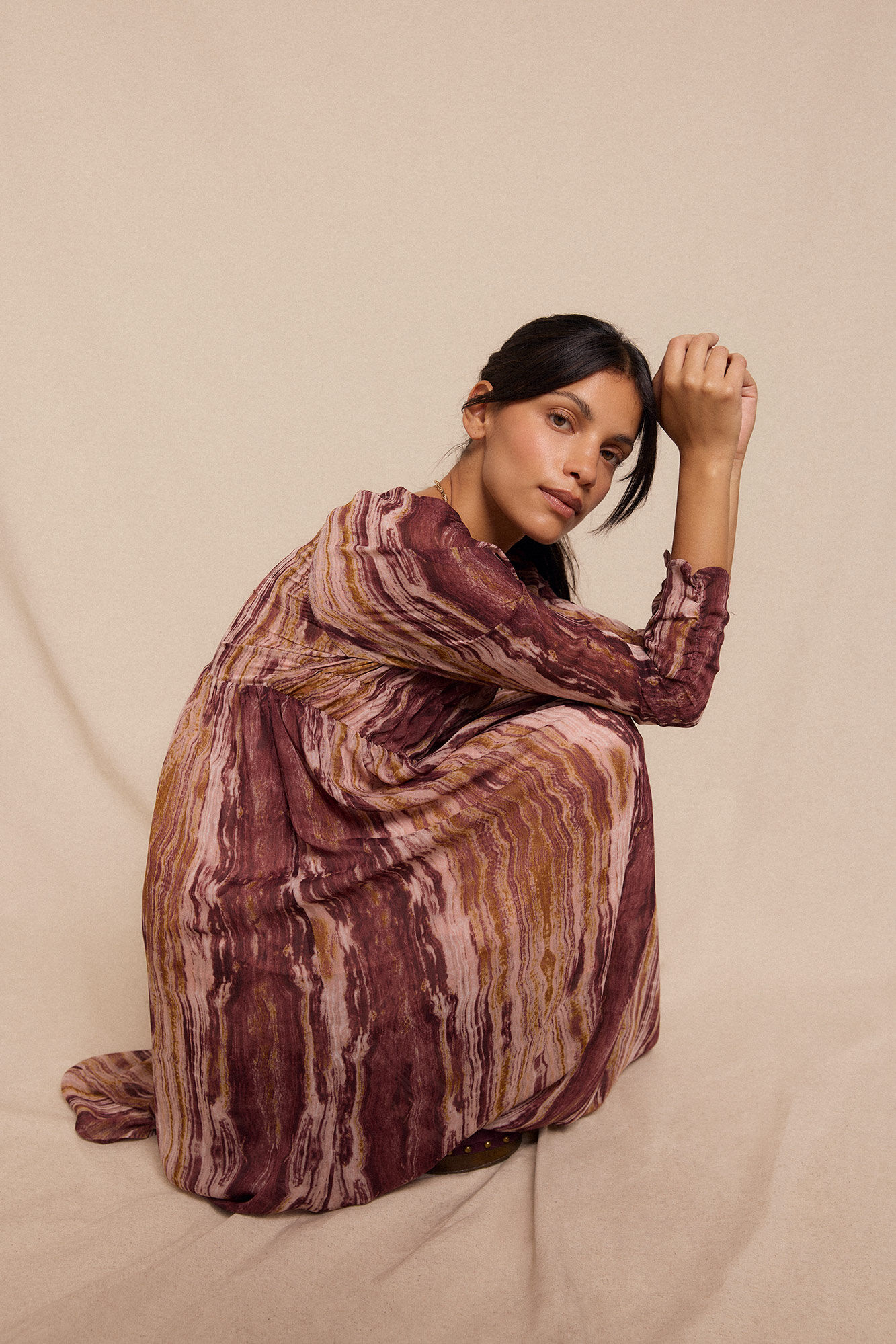 Slowlove Vestido estampado com franzidos Multicolorido