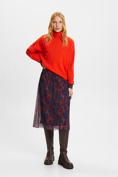 Cortefiel Pleated midi skirt with floral print Multicolour