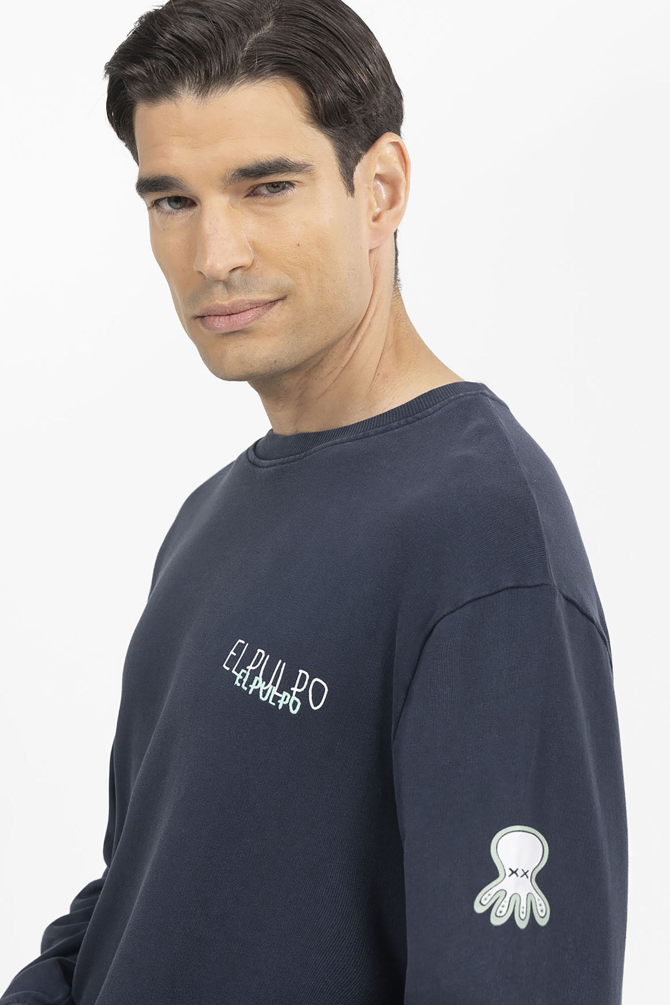 elPulpo Sudadera estampado triple logo Azul oscuro