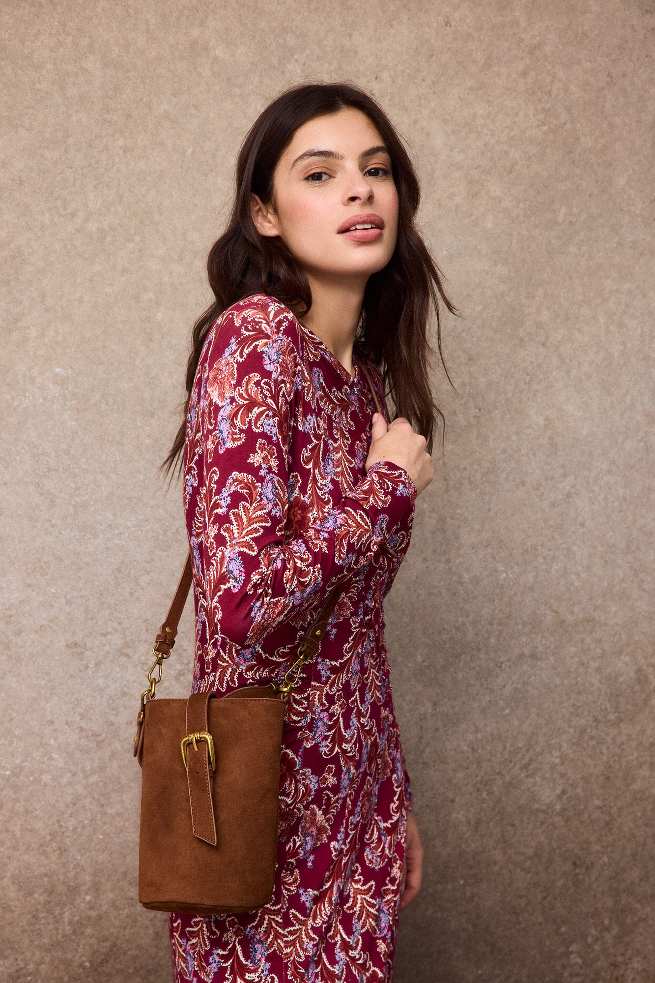 Slowlove Printed ruched dress Red