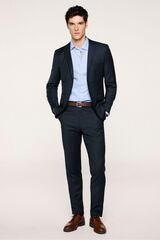 Selected Cal&ccedil;a de terno xadrez slim fit  Azul