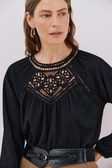 Cortefiel Top de crochet com patch Preto