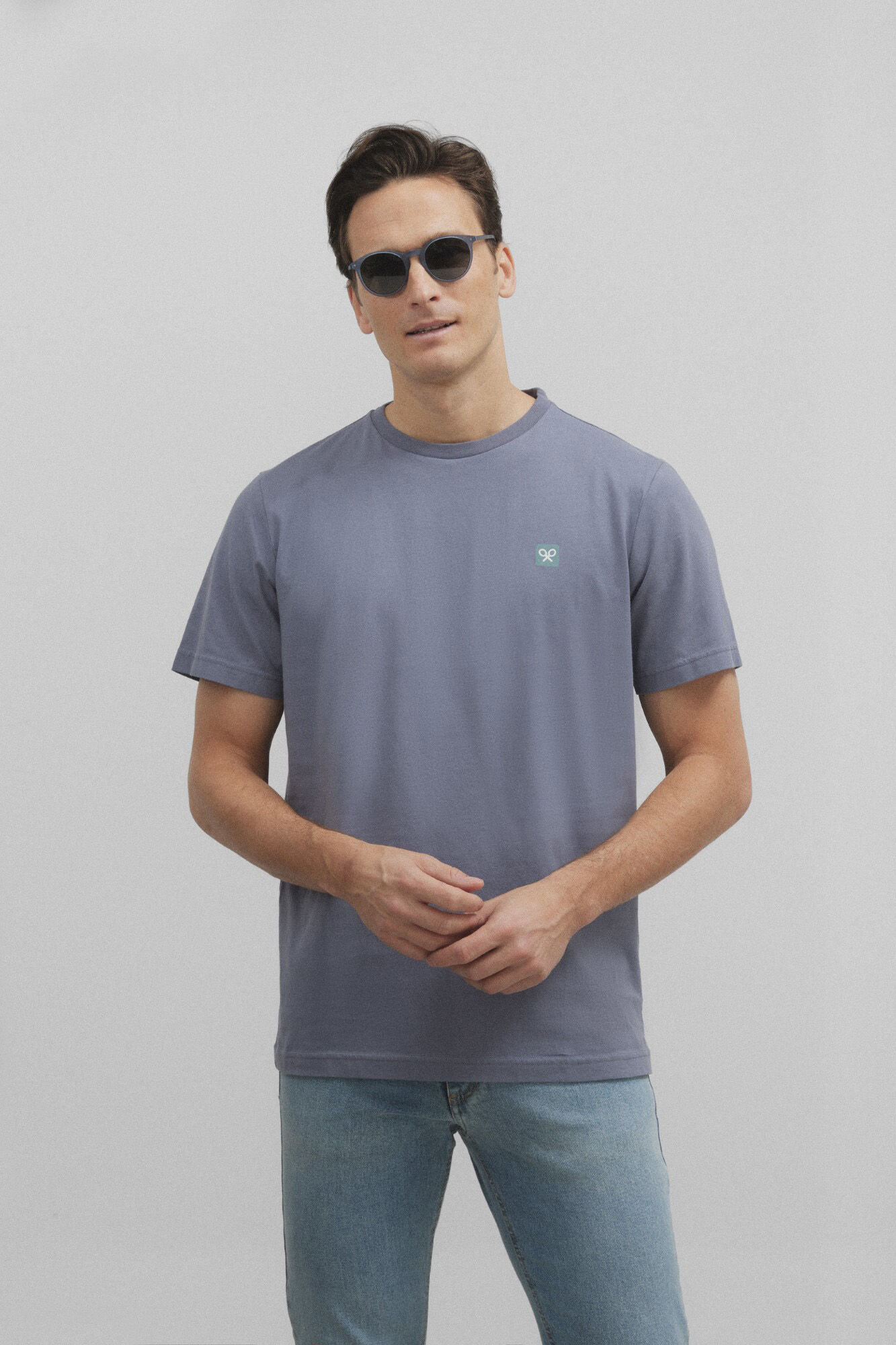 Silbon Camiseta cuadro raqueta Azul