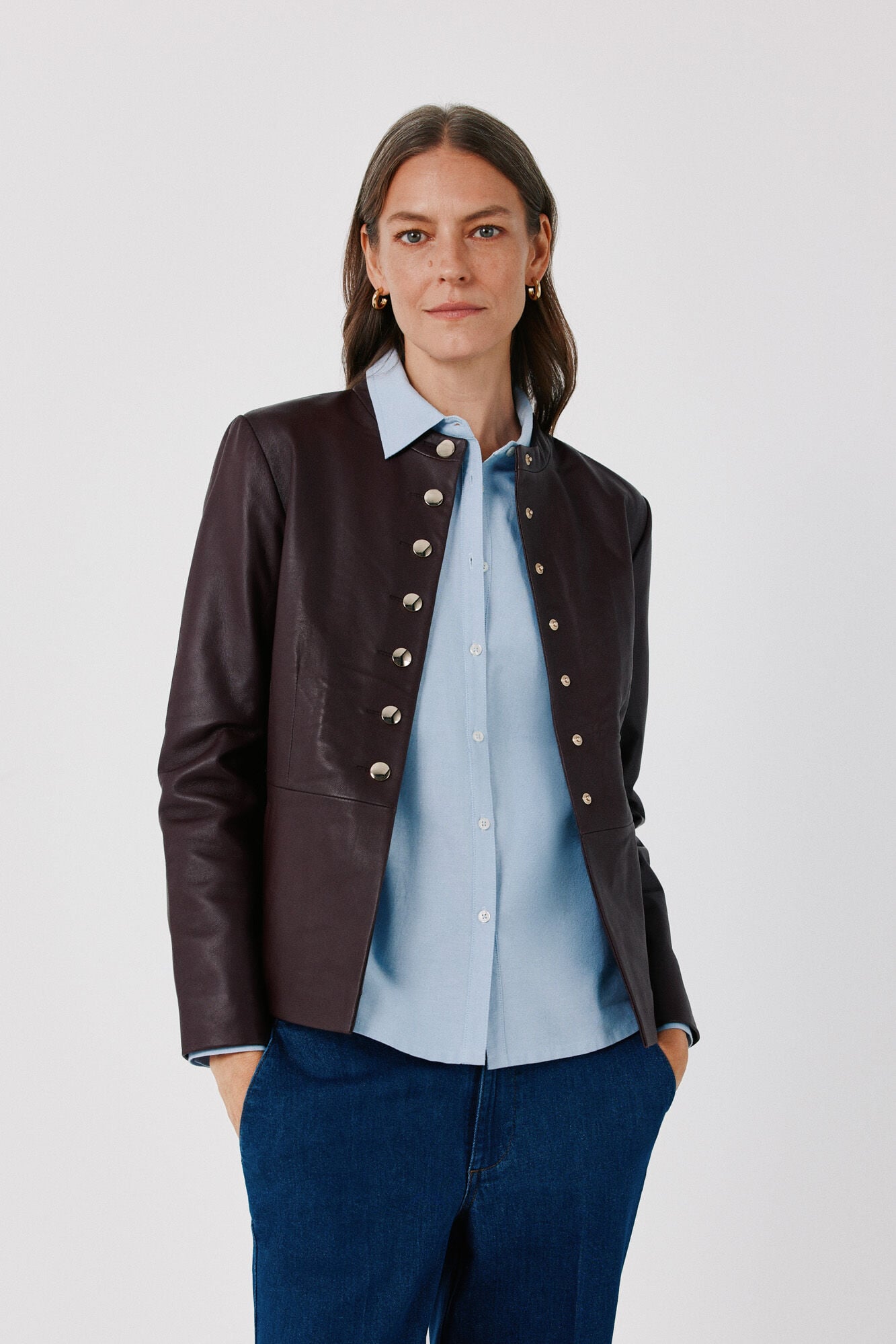 Cortefiel Leather jacket with buttons