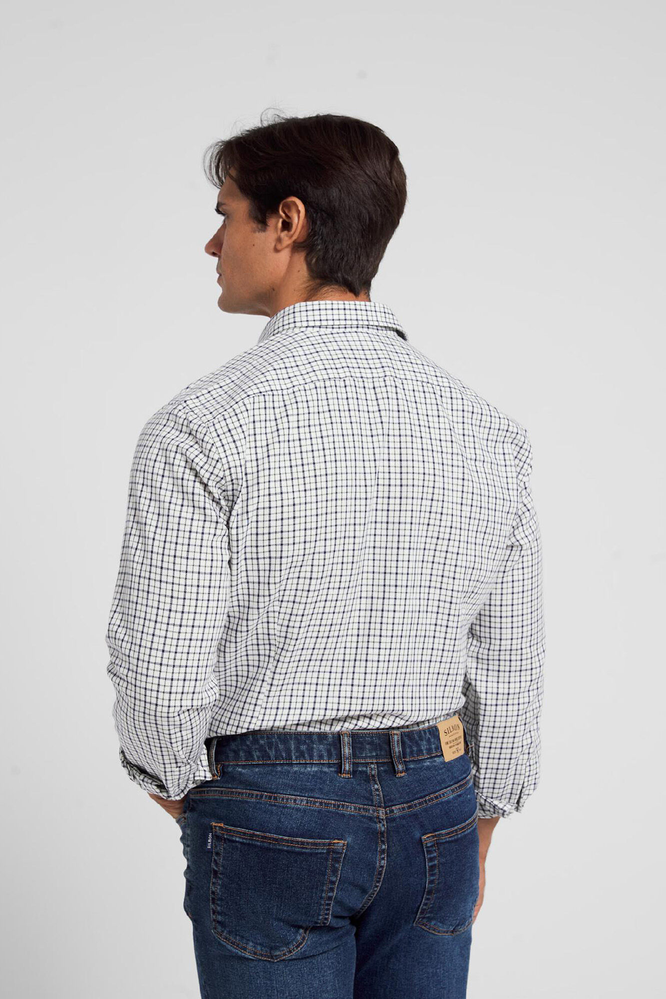 Silbon Camisa sport hunter cuadritos marino verde Azul marino