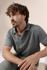 OOTO Twisted short sleeve polo shirt Kaki