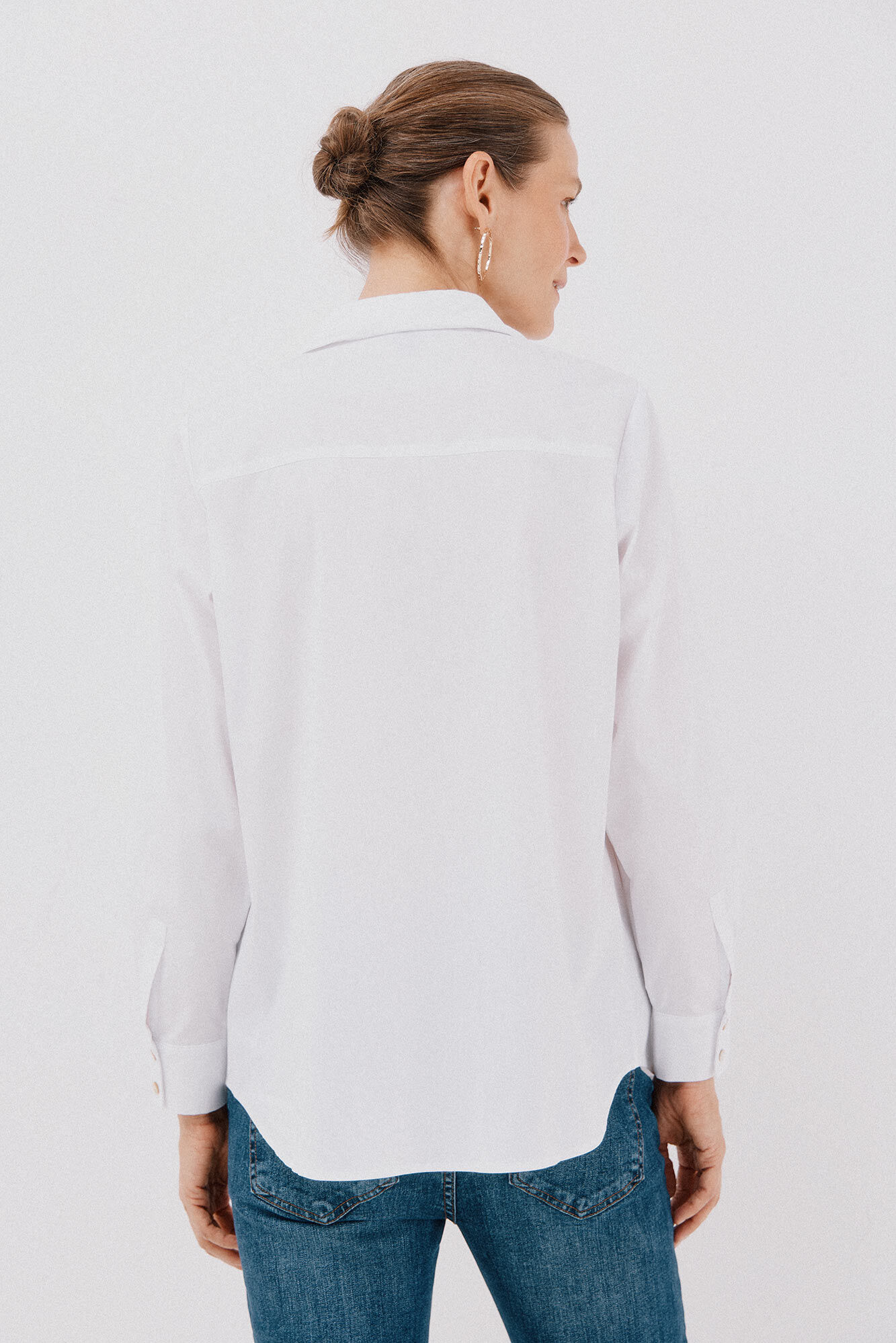 Cortefiel Camisa de popelina Branco