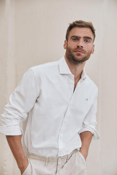 Cortefiel Slim Italian spread collar shirt White