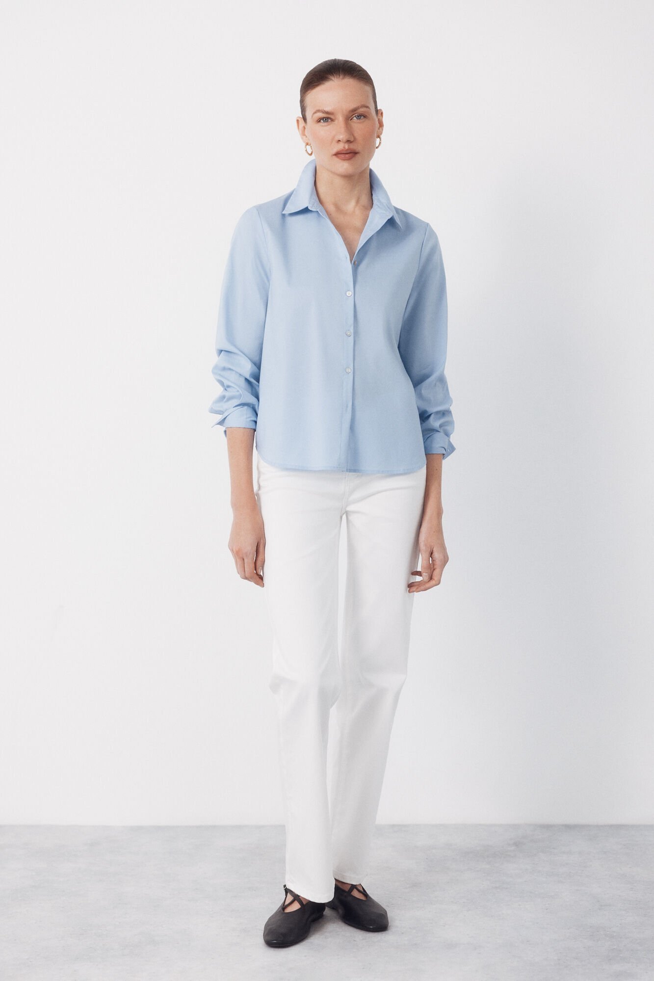 Cortefiel Poplin shirt Blue