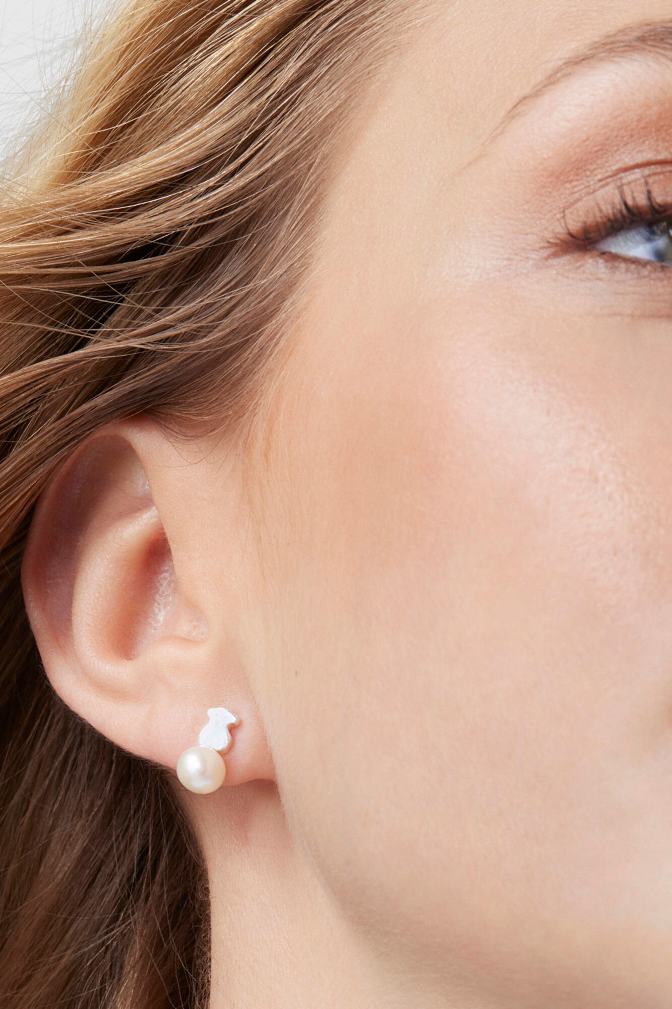 Tous Pendientes de plata y perlas cultivadas Puppies Gris