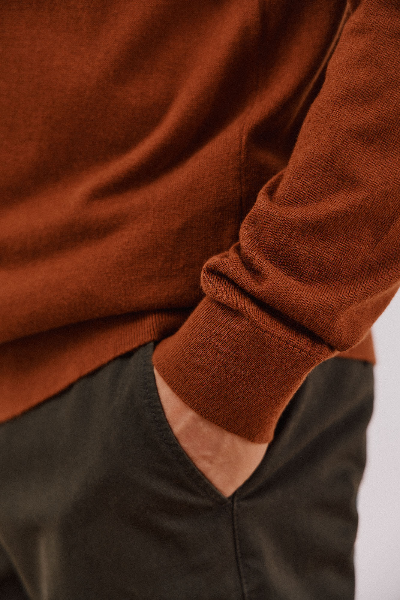 Cortefiel Cotton/silk cashmere high neck jumper Camel