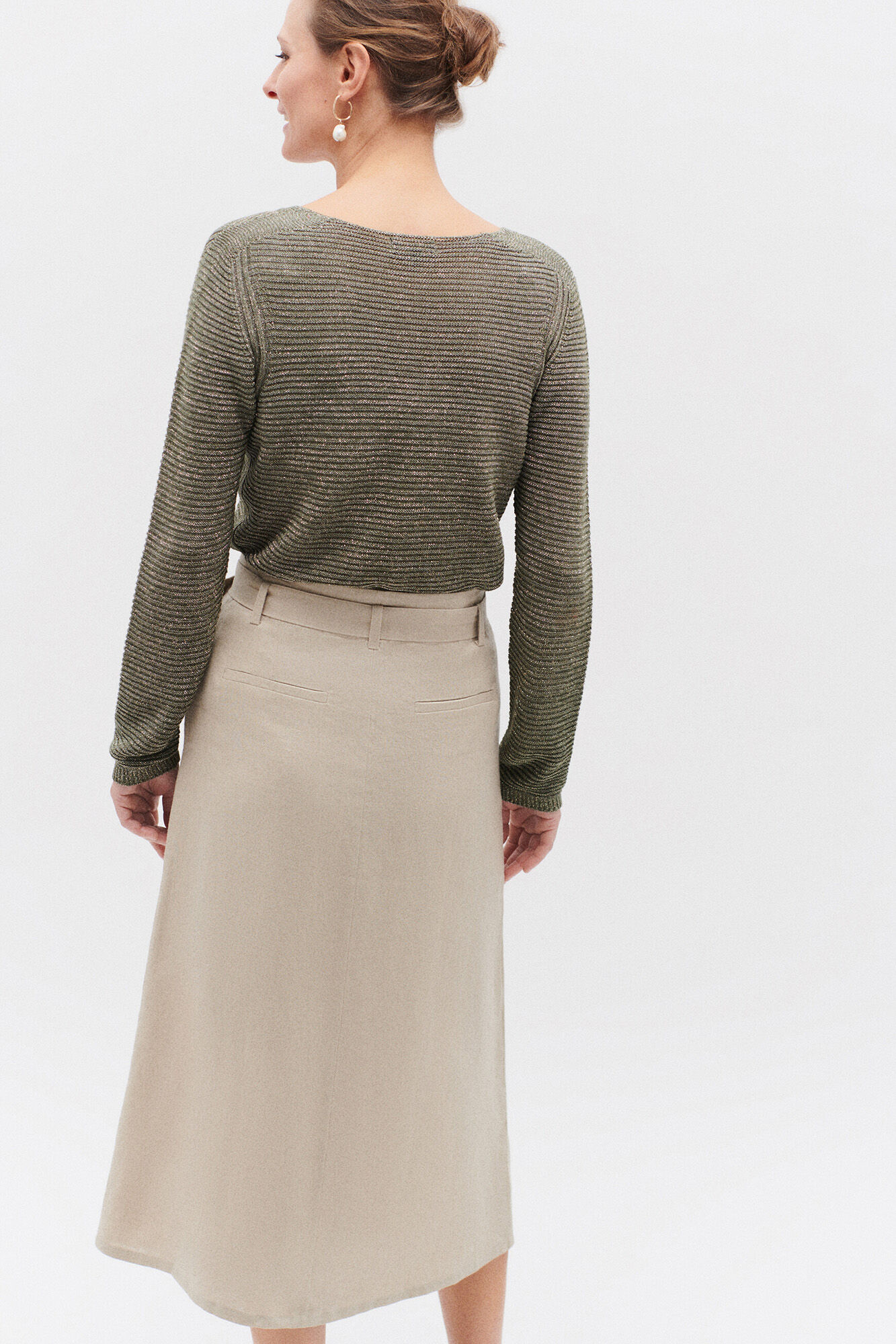 Caroll Falda larga botones 100% lino Beige