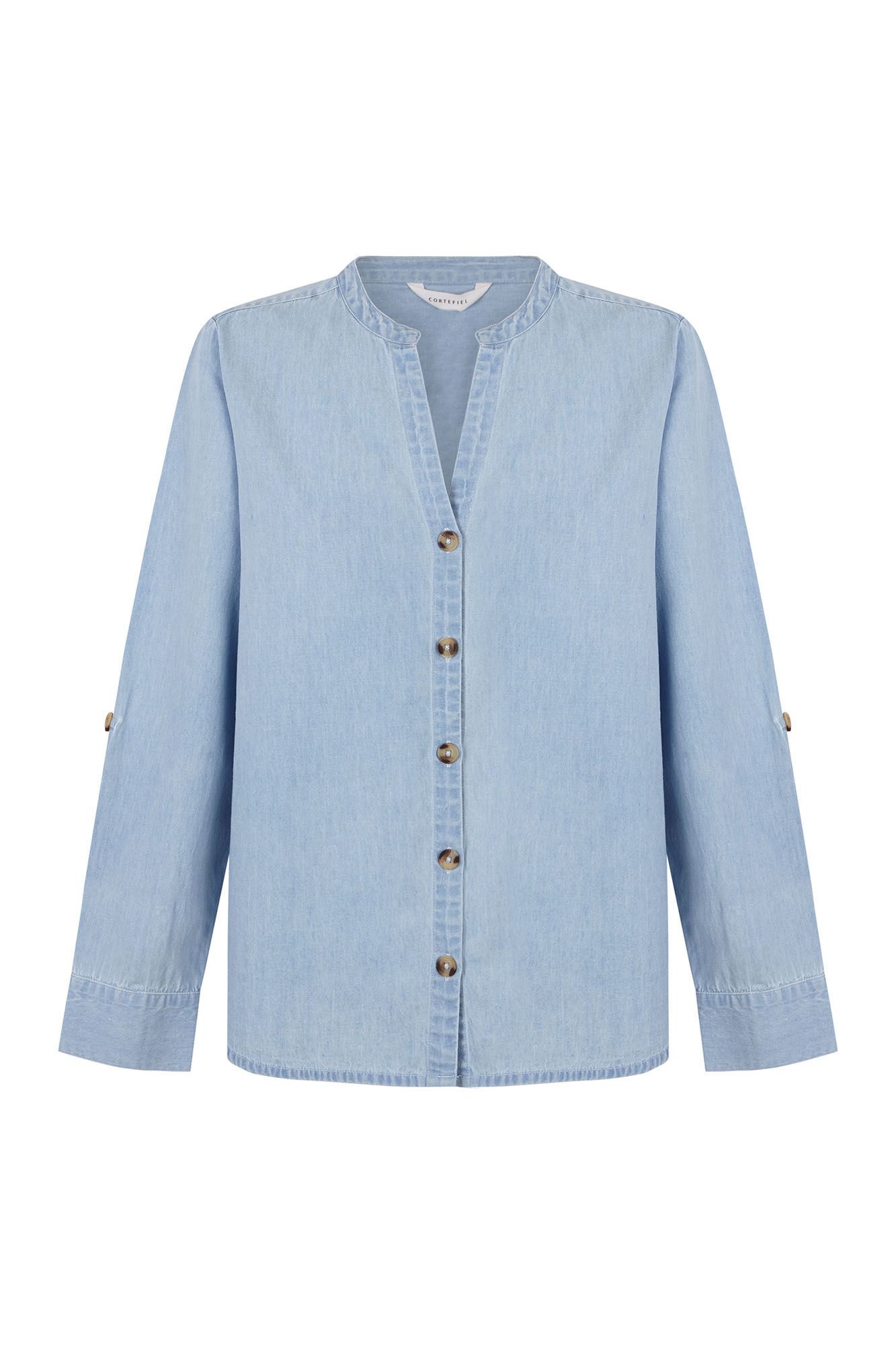 Cortefiel Mandarin collar shirt Blue