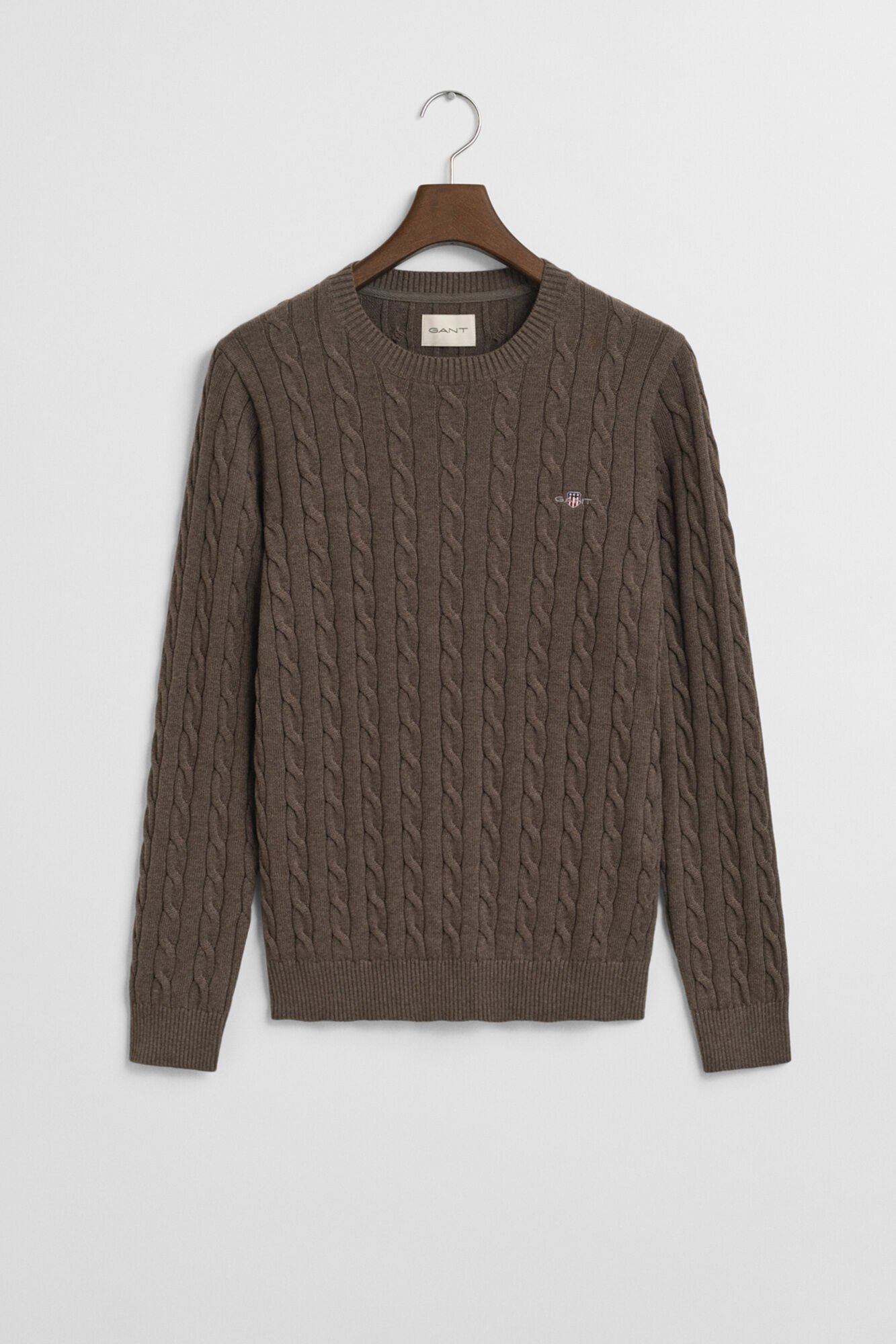 Gant Camisola de algod&atilde;o com gola redonda Castanho