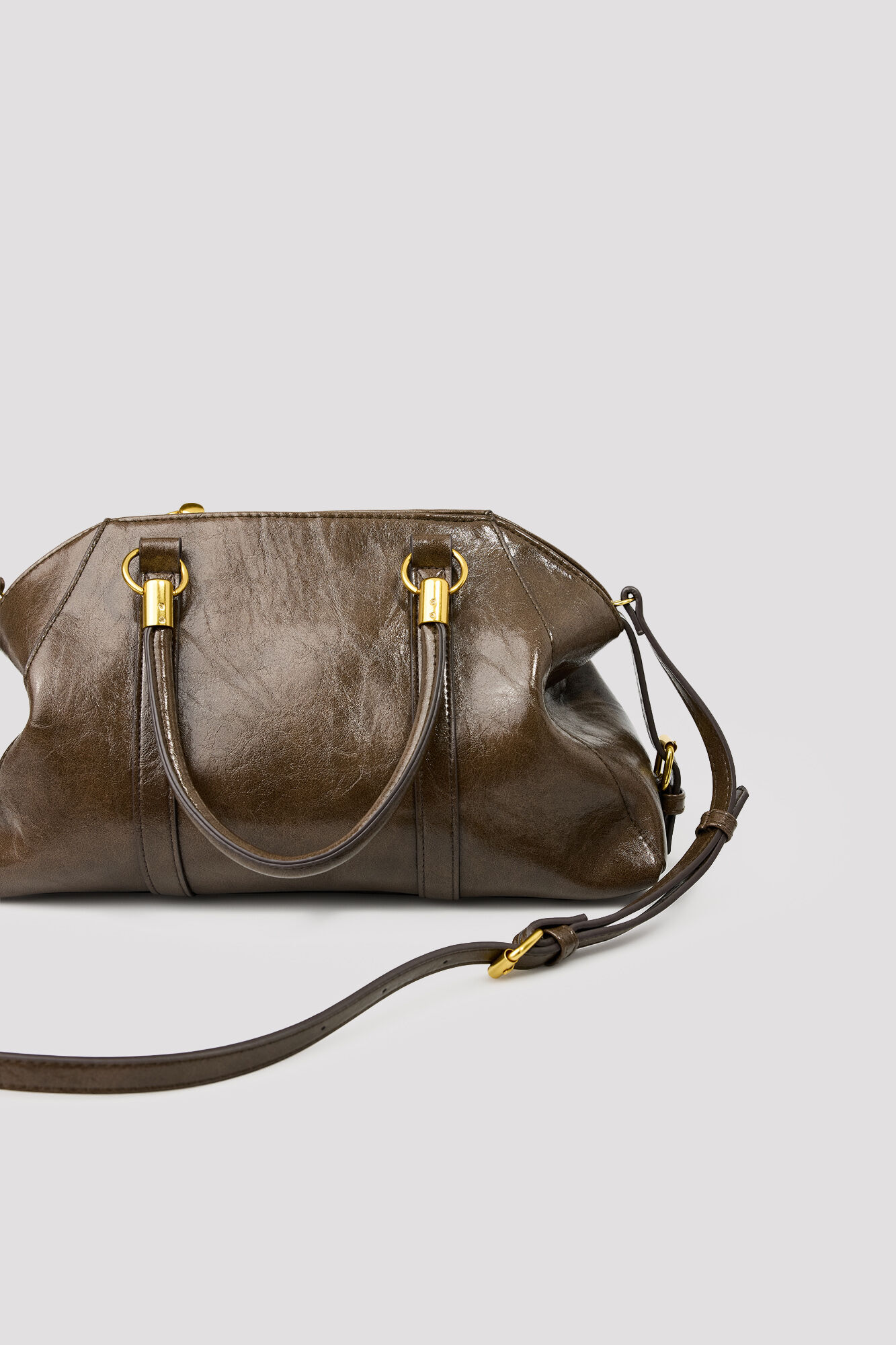 Cortefiel Trapezoid handbag Dark brown