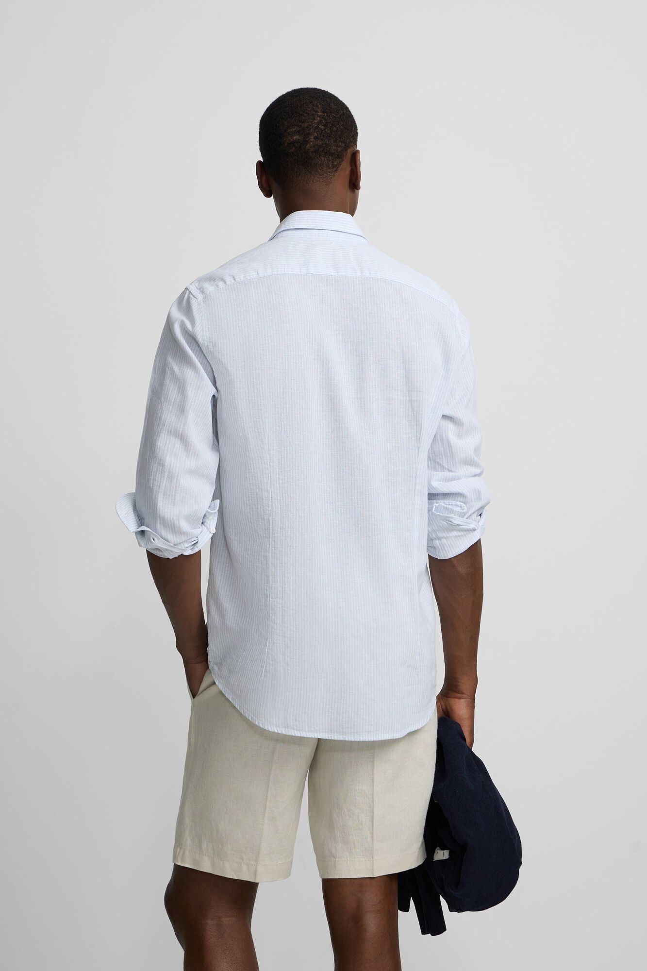 Silbon Camisa sport em linho &agrave;s riscas Azul