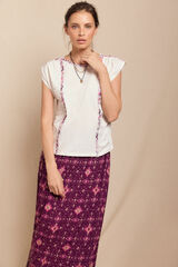 Slowlove Camiseta trançada franzida Ecru