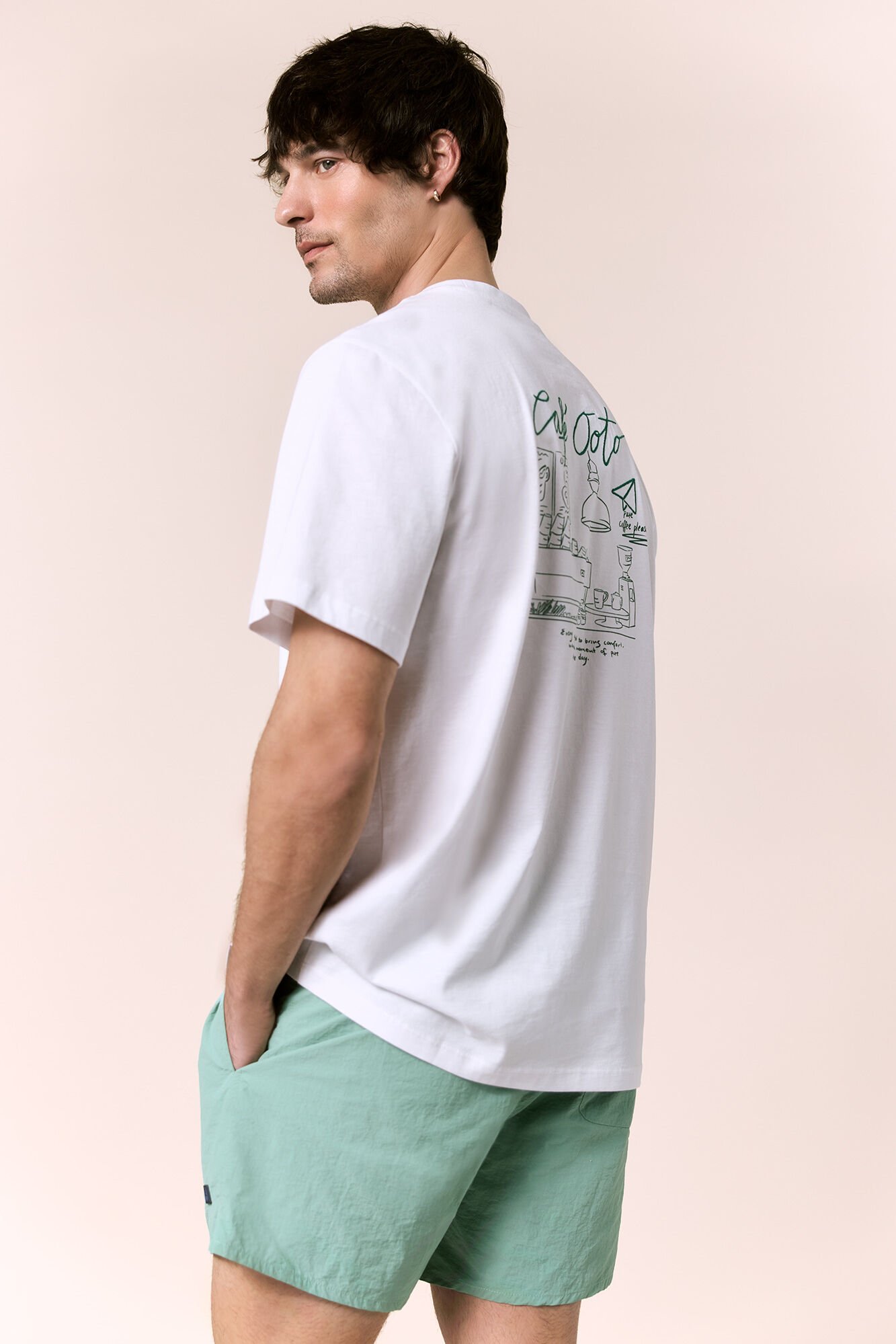 OOTO T-shirt gr&aacute;fica lavada Branco