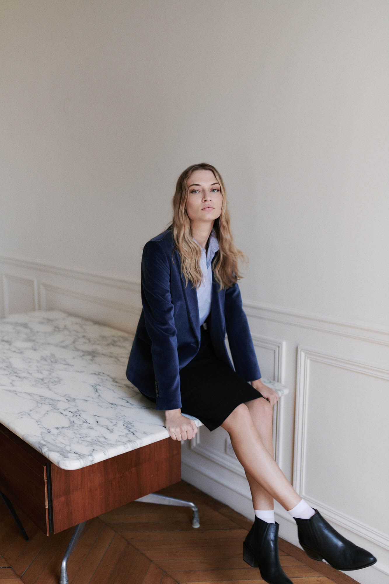 Caroll Blazer terciopelo Aurora Azul marino