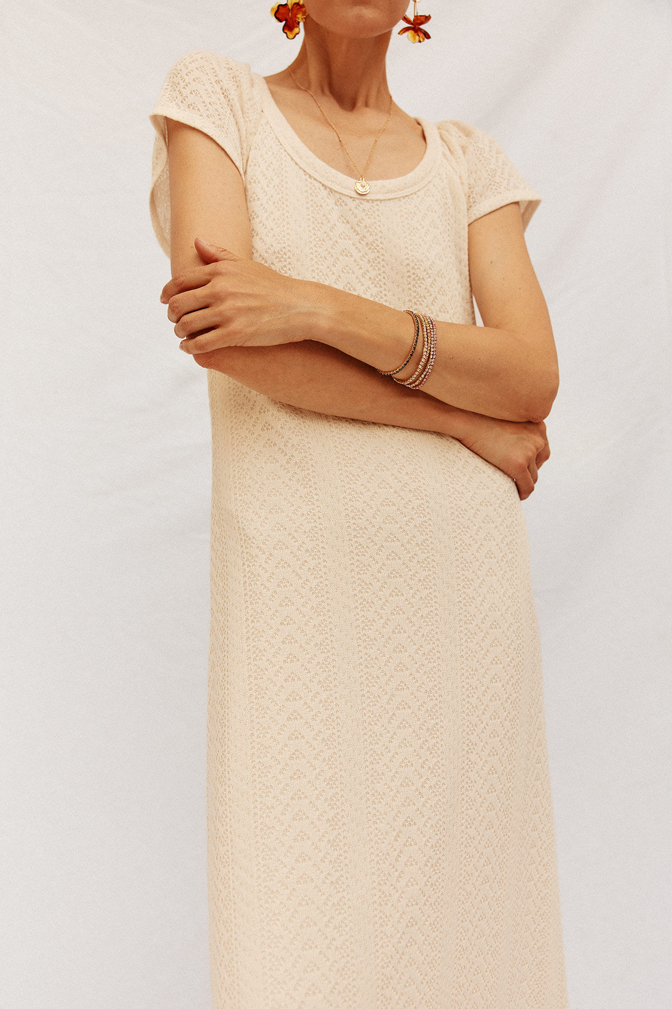 Cortefiel Structured dress Ivory