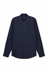 Cortefiel Plain tencel cotton dress shirt Navy