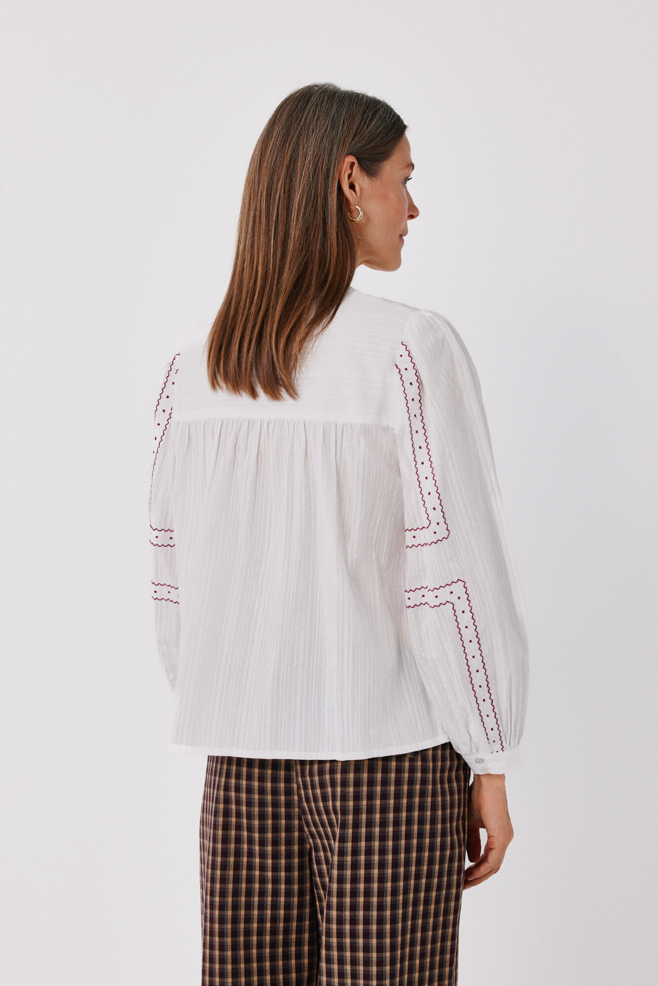 Cortefiel Embroidered blouse White