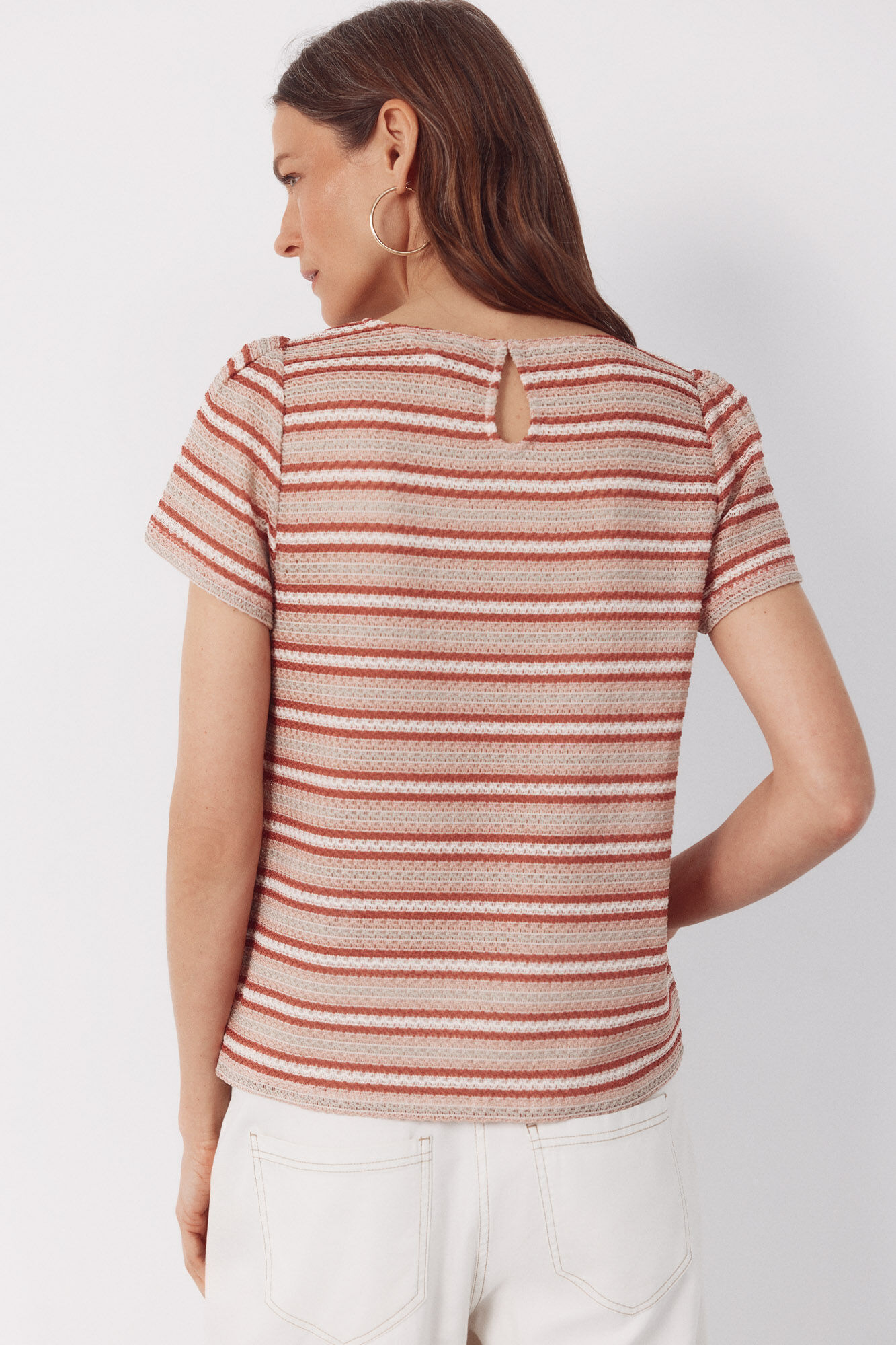 Cortefiel Striped structured top Multicolour