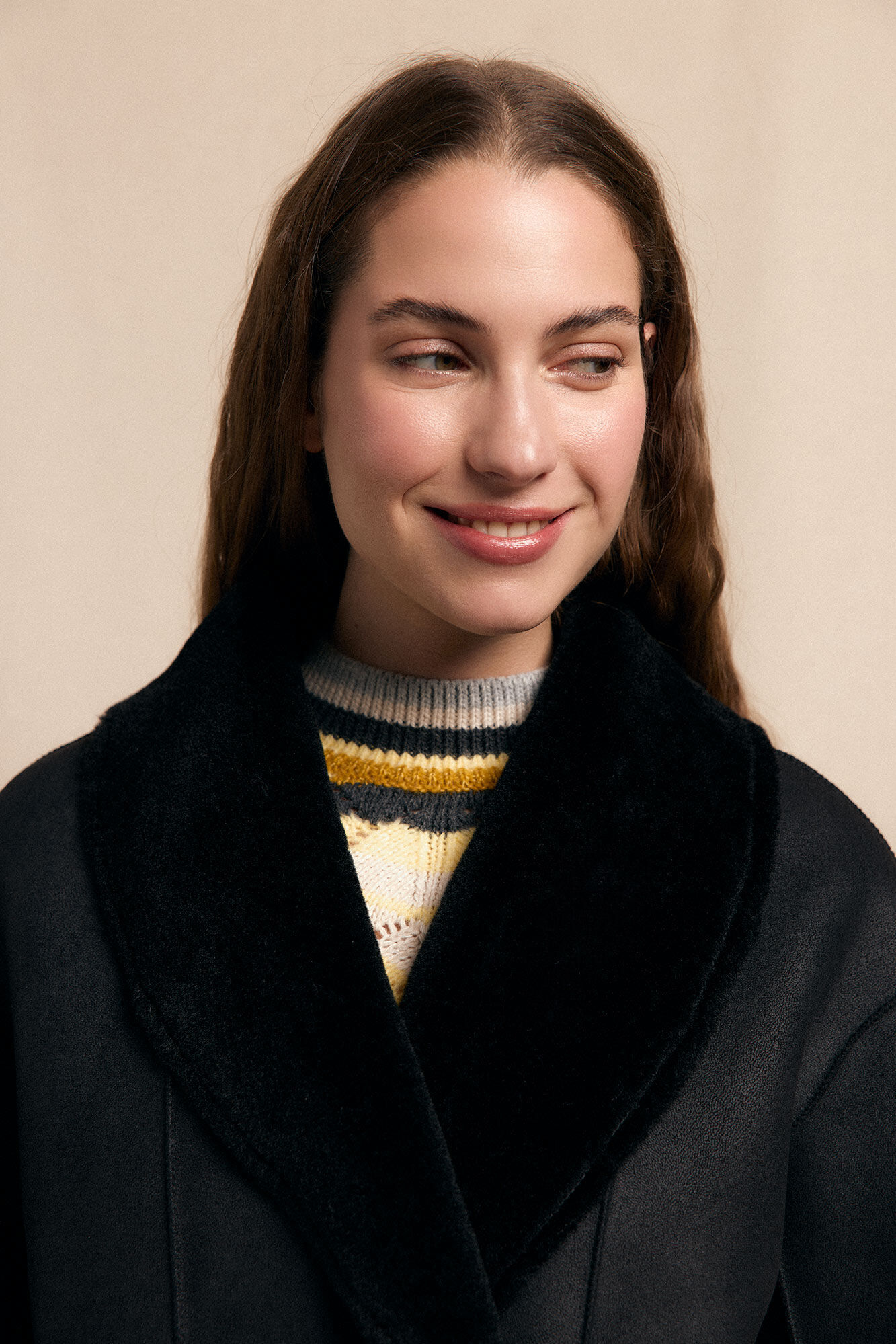 Slowlove Sobretudo curto com efeito dupla face Preto