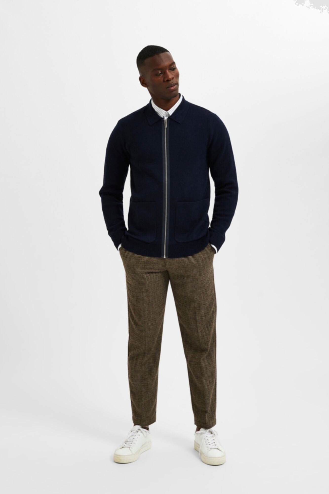 Selected Zipped cardigan Grey