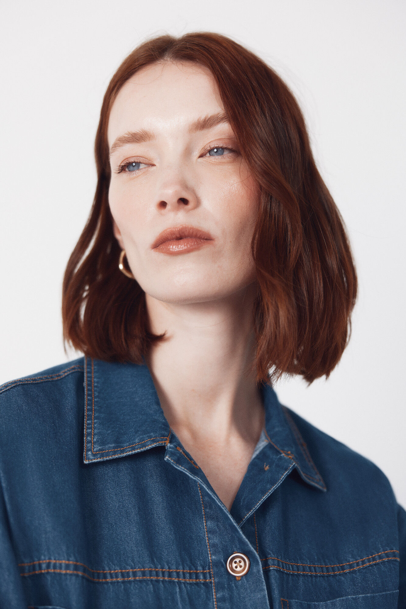 Cortefiel Soft denim shirt Blue