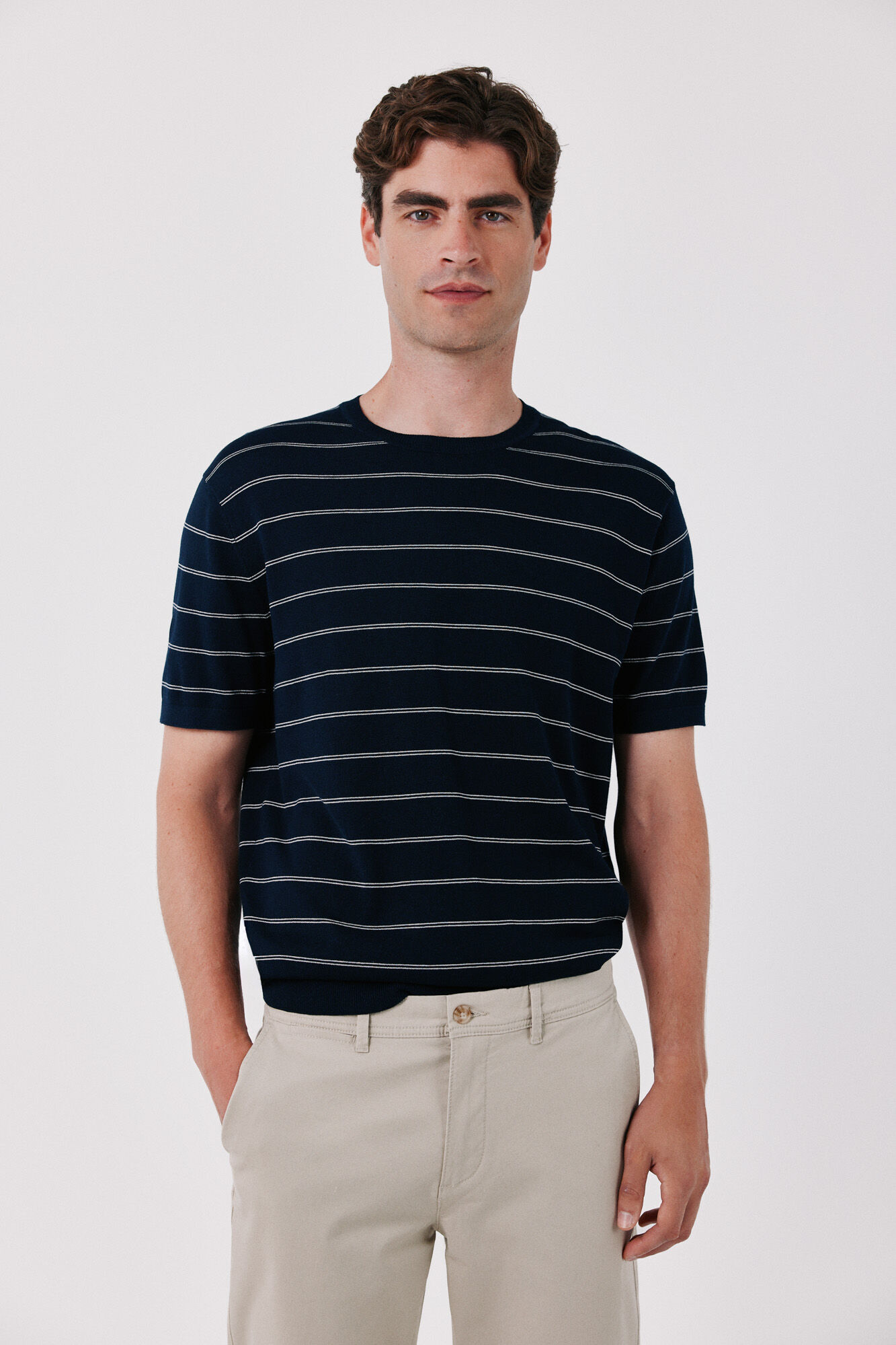 Cortefiel Striped cotton short sleeve jersey-knit T-shirt