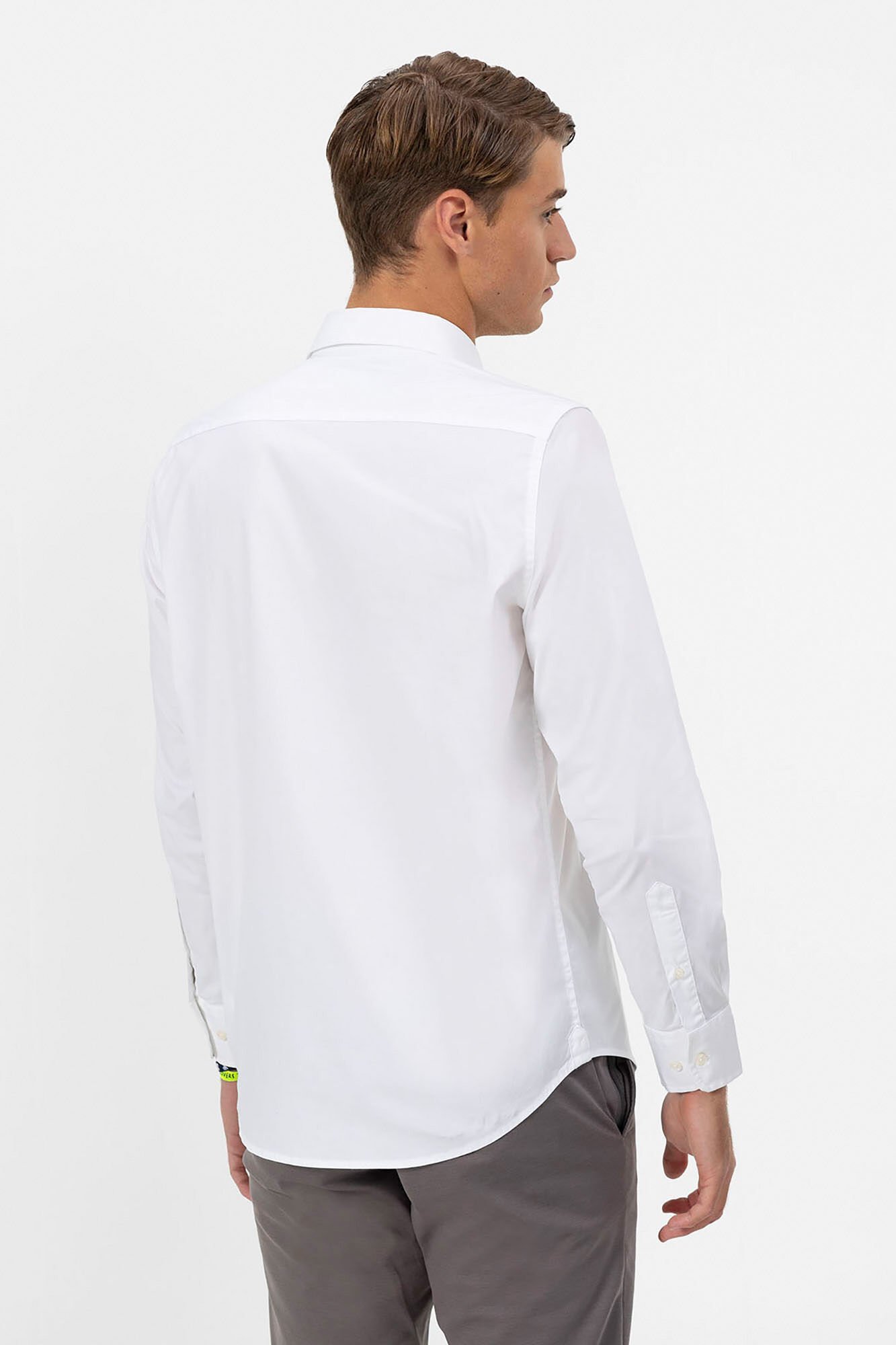 elPulpo Camisa de popelina el&aacute;stica com gola italiana Branco