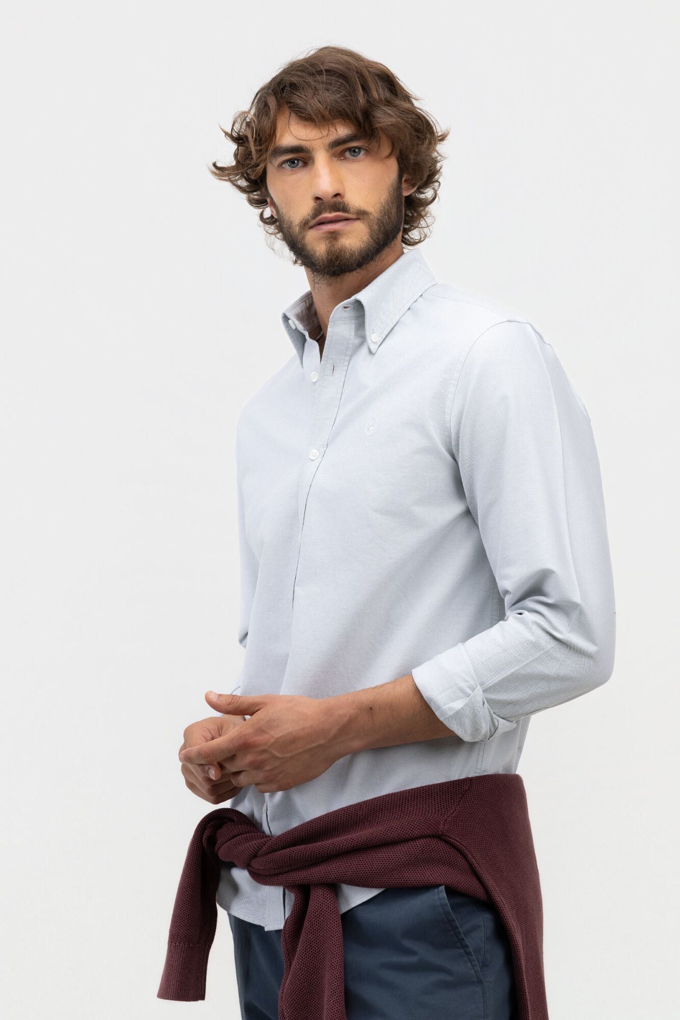 El Ganso Camisa Oxford lisa com bot&otilde;es Ecru