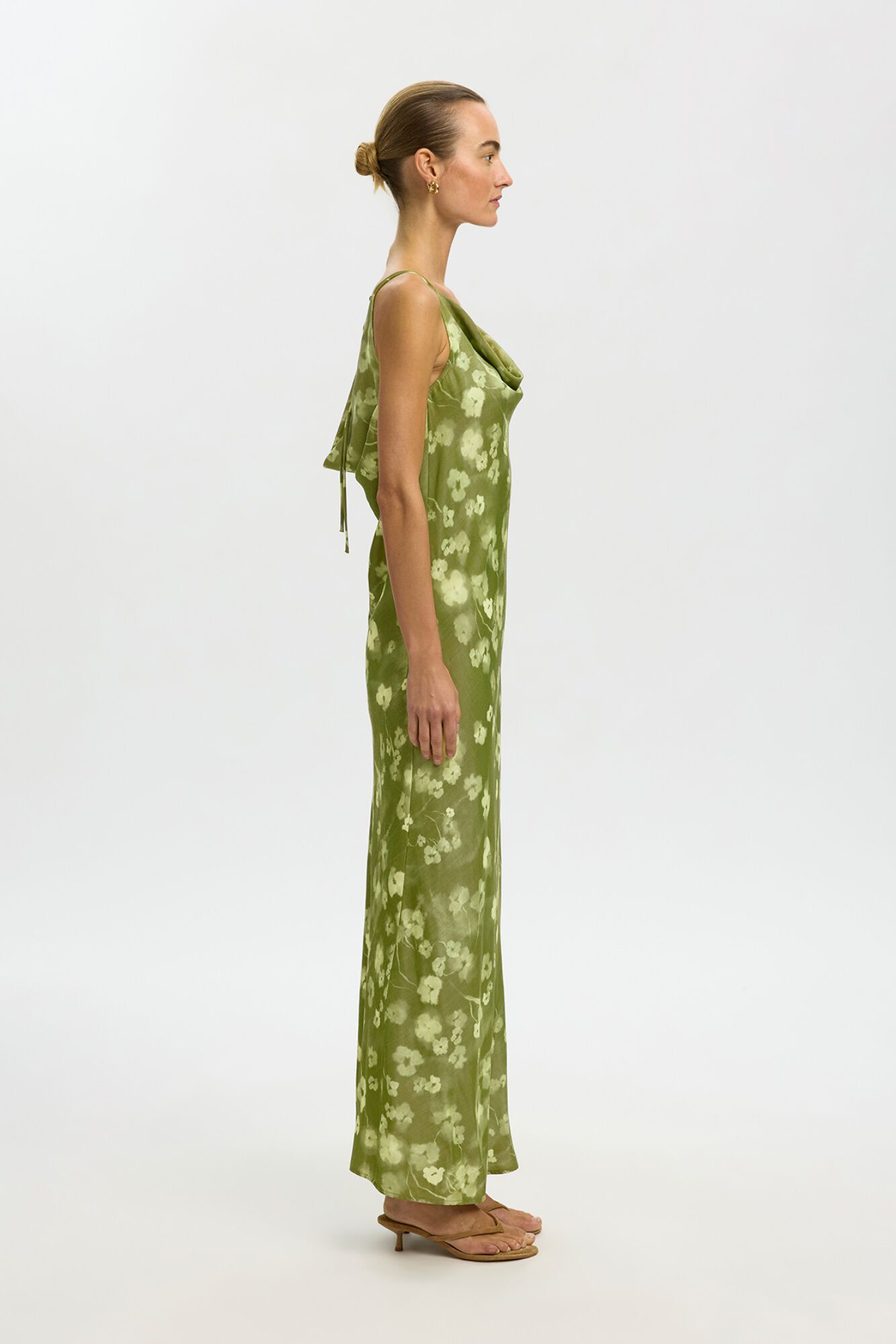 Selected Vestido comprido de al&ccedil;as finas Verde