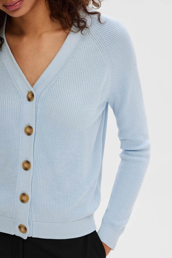 Cortefiel V-neck cardigan made with Lenzing Ecovero and cotton Blue