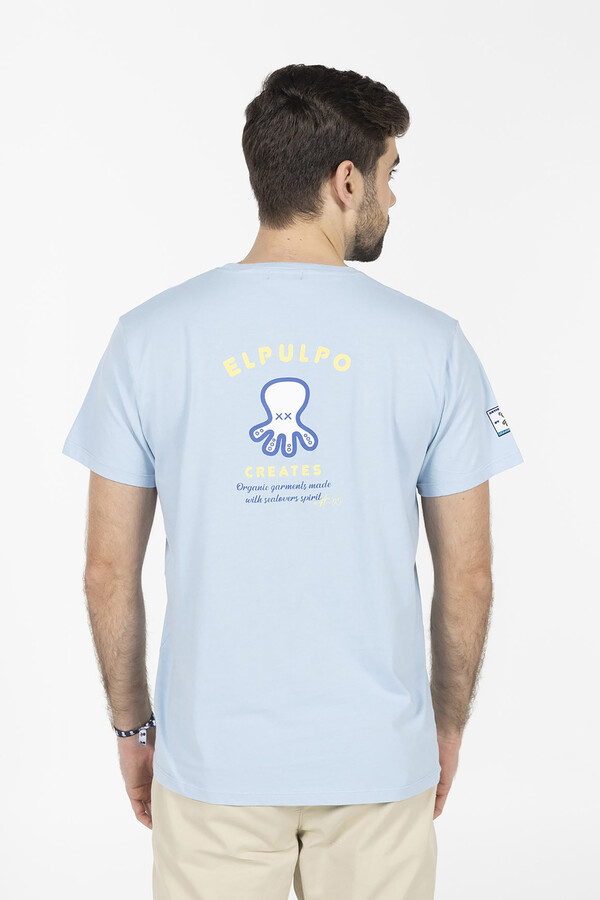 Cortefiel Camiseta estampado mensaje Azul Claro